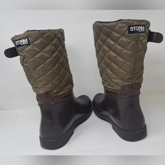 Storm By Cougar Women's Sassy Rain Boots Boot Olive Quilted Buckle Size 9  US - Picture 8 of 14